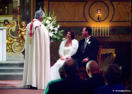 Wedding Photography, Santa Clara Mission - Altar, Couple with Priest
